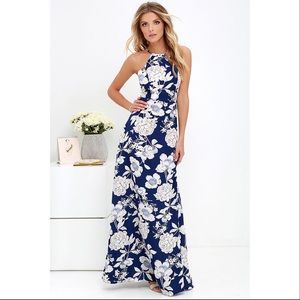 Lulu’s Blue Floral Print Maxi Dress
